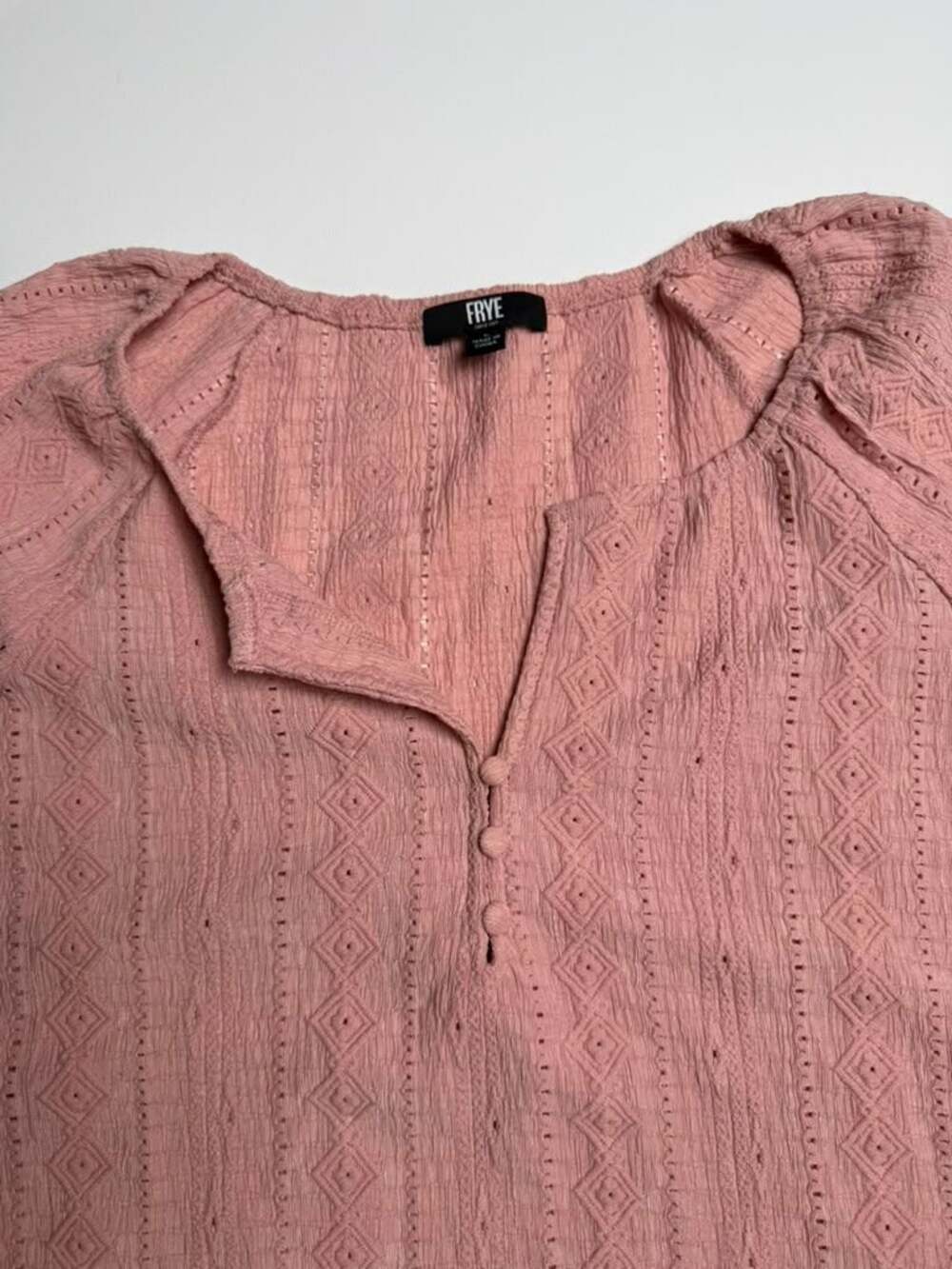 Frye Women's Rose Mauve Boho Knit Long Sleeve V Neck Pullover Blouse Large - Picture 3 of 8